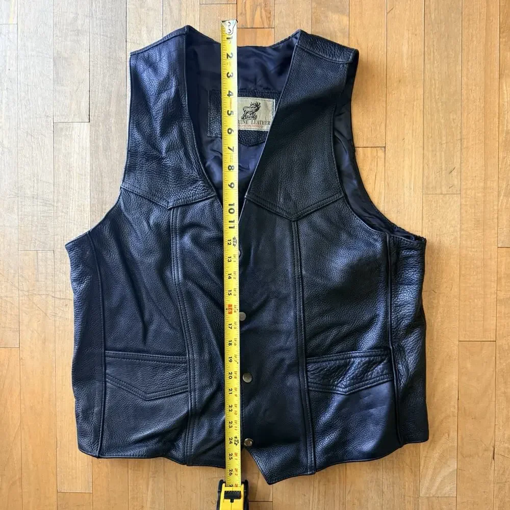 VTG GENUINE LEATHER HECHO EN MEXICO SNAP FRINGE VEST SIZE L